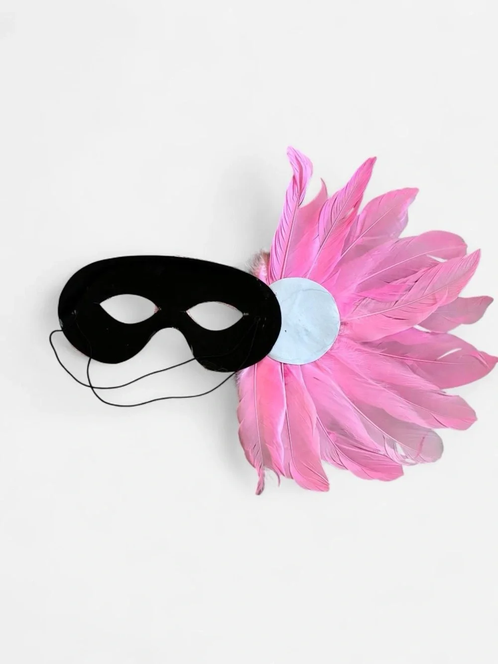 Pink Feather Sequin Masquerade Eye Mask - Costume